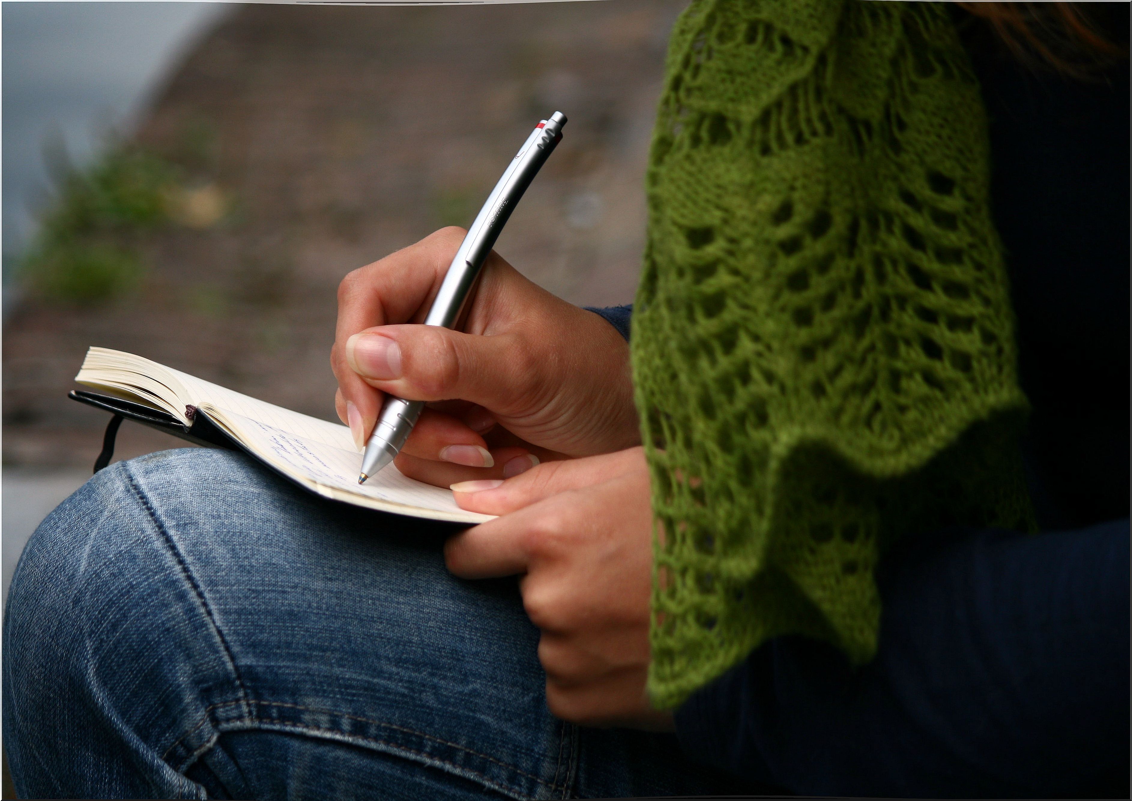 Woman writing an apology