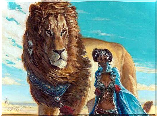 lion-with-woman